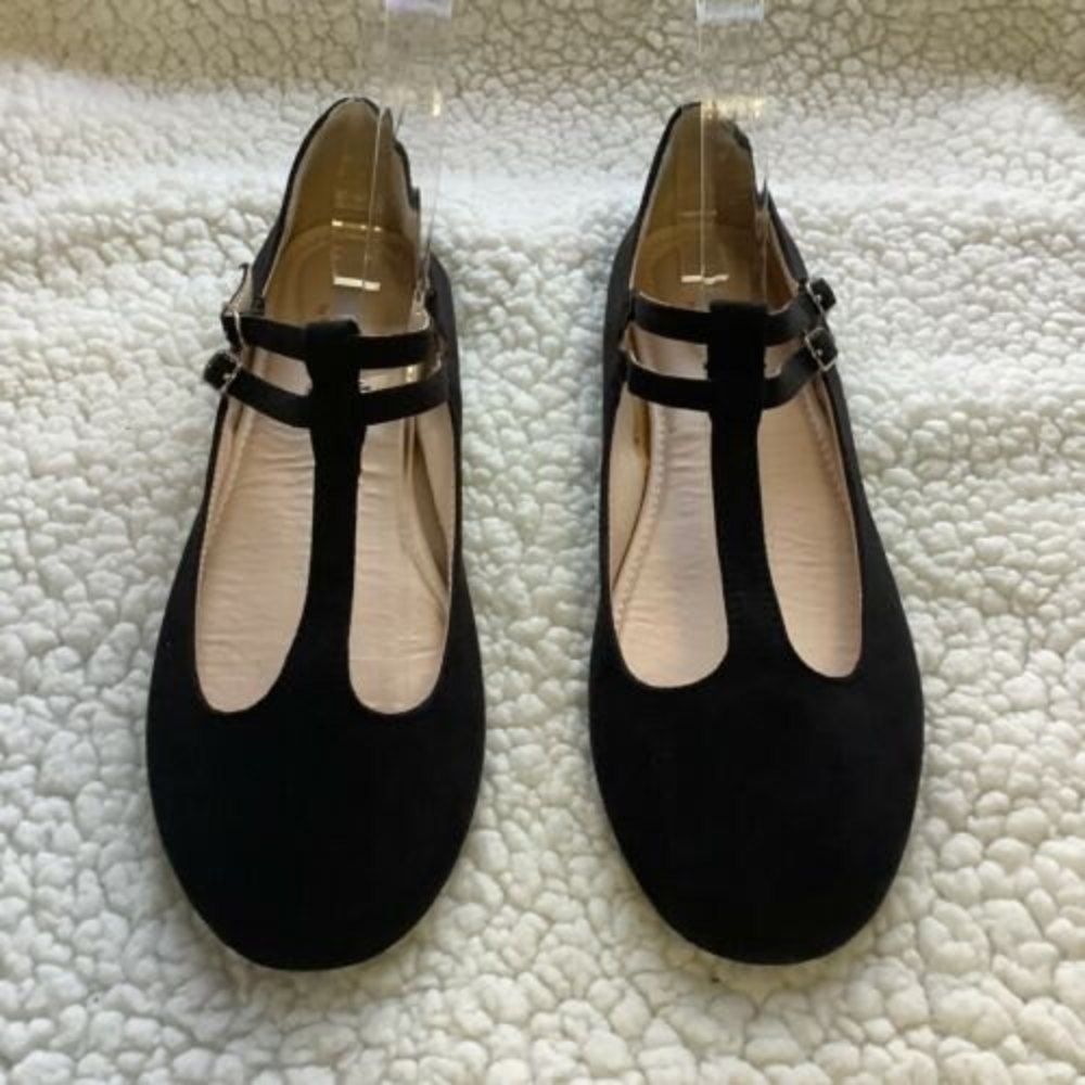 9 1/2 N Comfort by Rouge Womens Shoes Slip On Flats Black Faux Suede